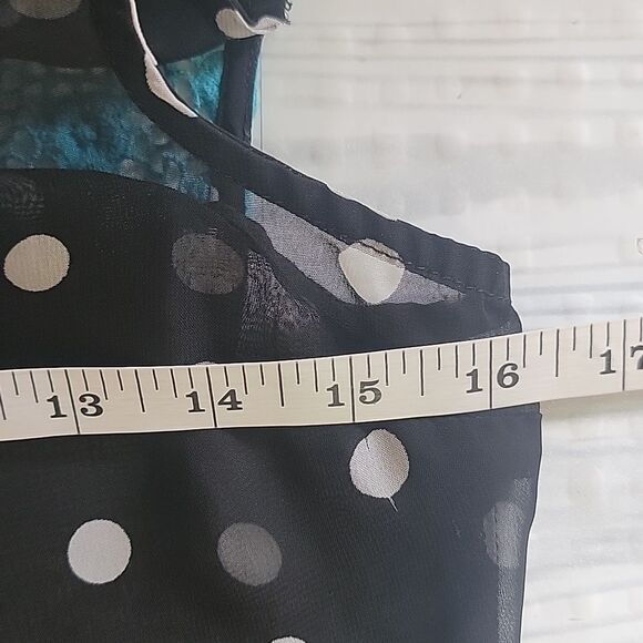 Candies Polka Dot Sleeveless Top - Black and Teal Womens Size XS - Picture 10 of 11